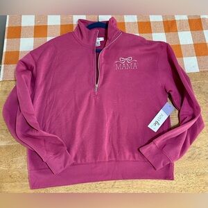 New Women's Embroidered Quarter Zip Sweatshirt | Mama Bow | Coquette | M…